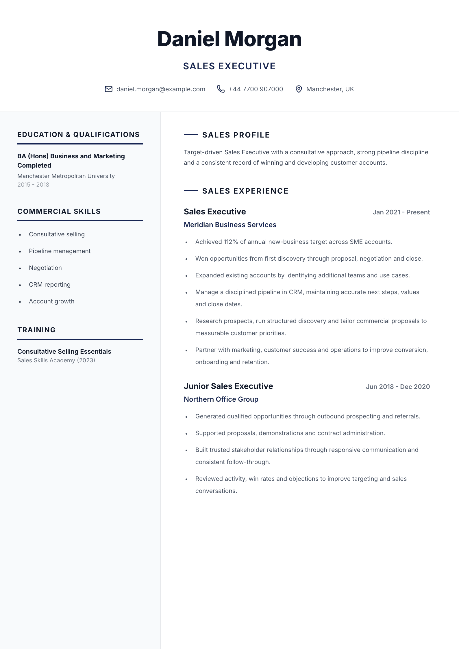 Sales executive CV