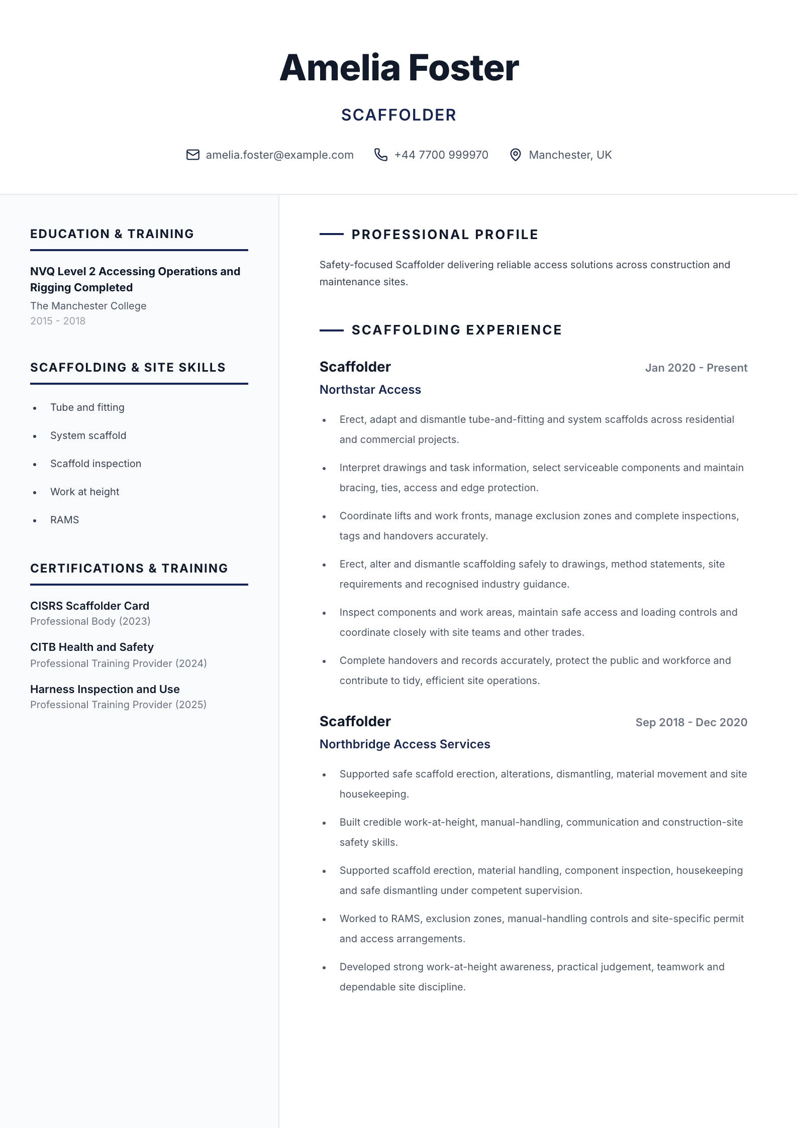 Scaffolder CV