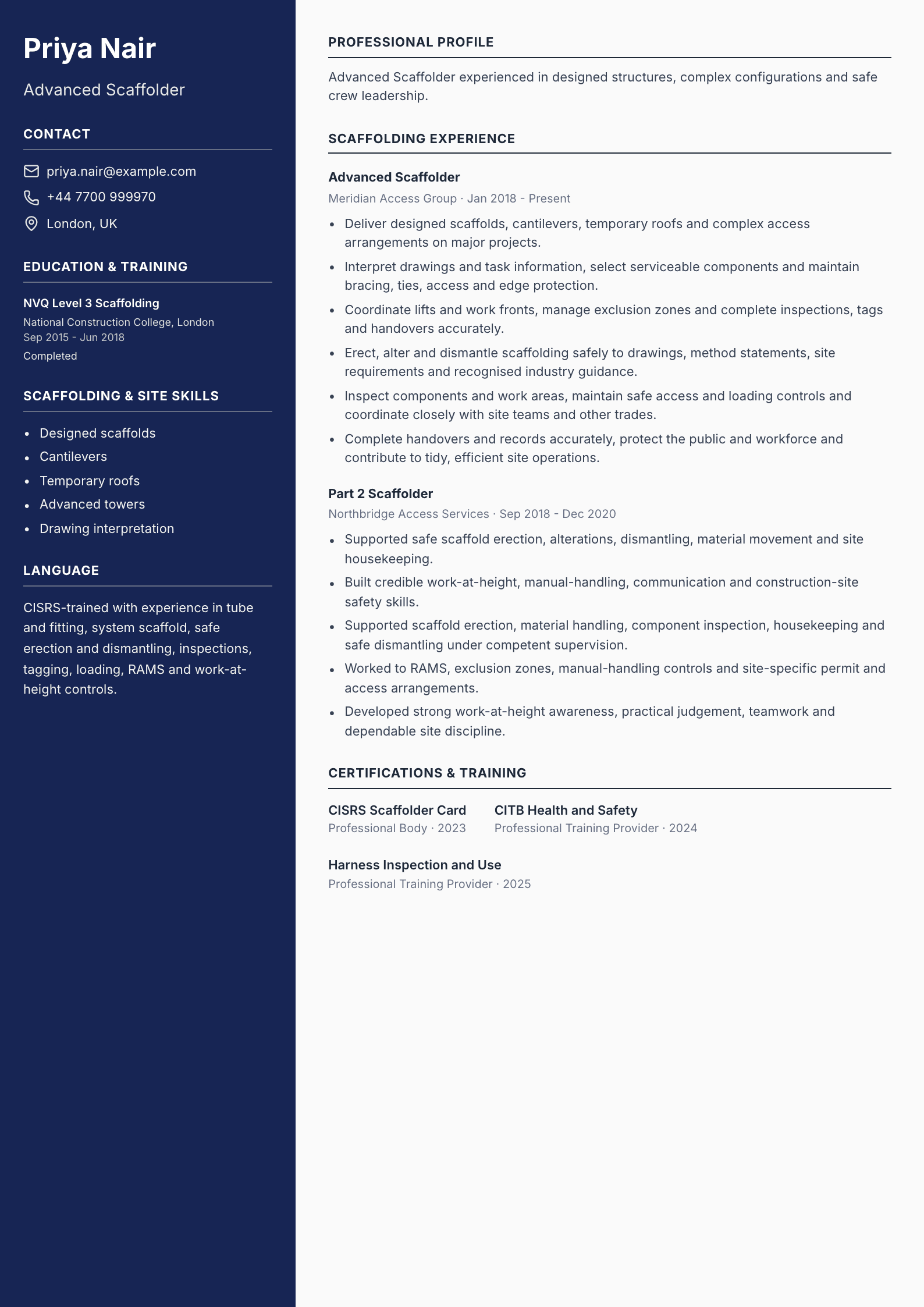 Advanced Scaffolder CV template