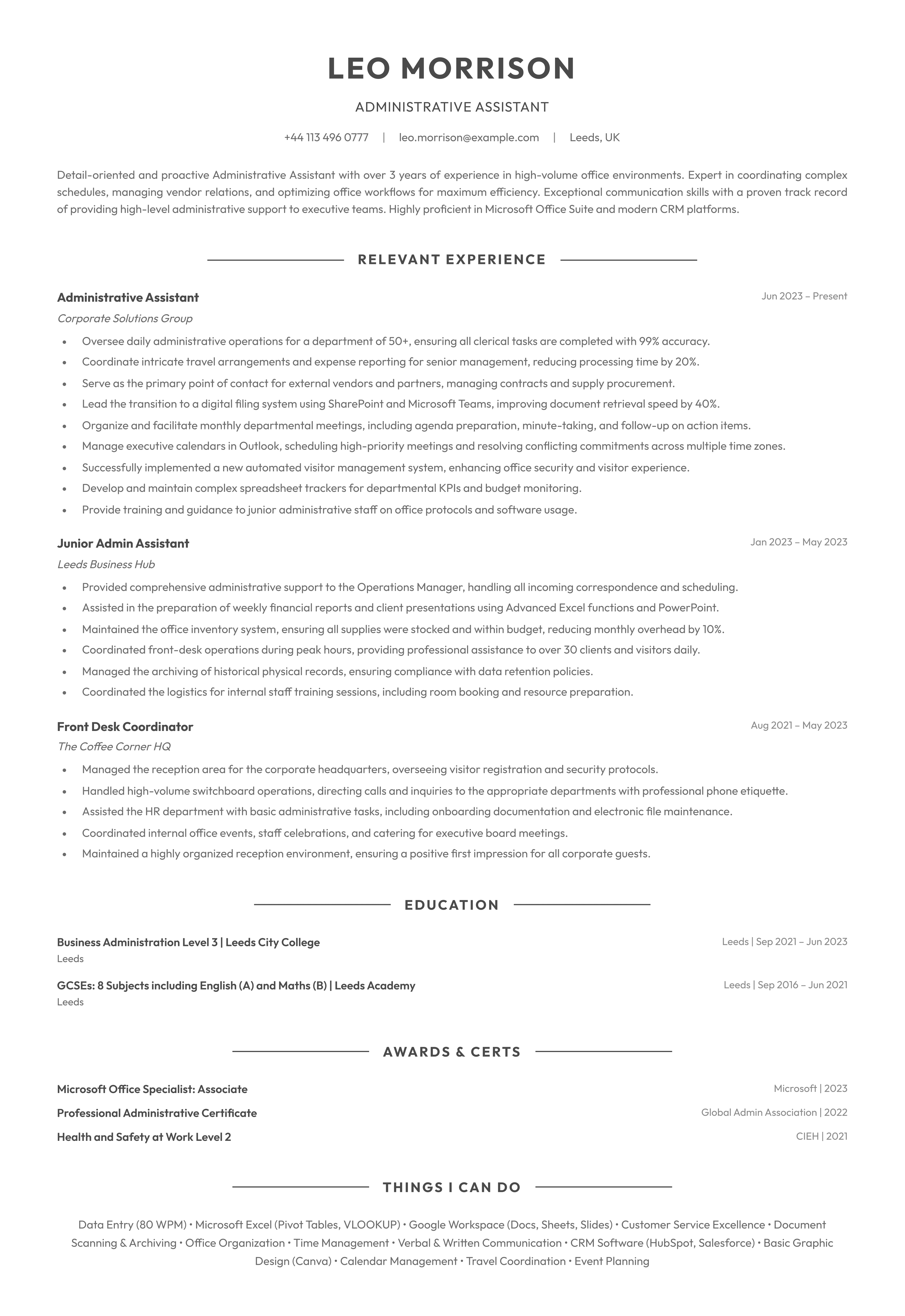 Administrative Assistant (Modern) template