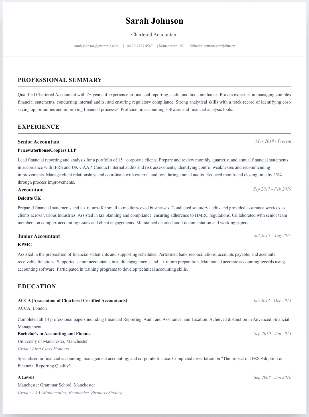 Clean CV template