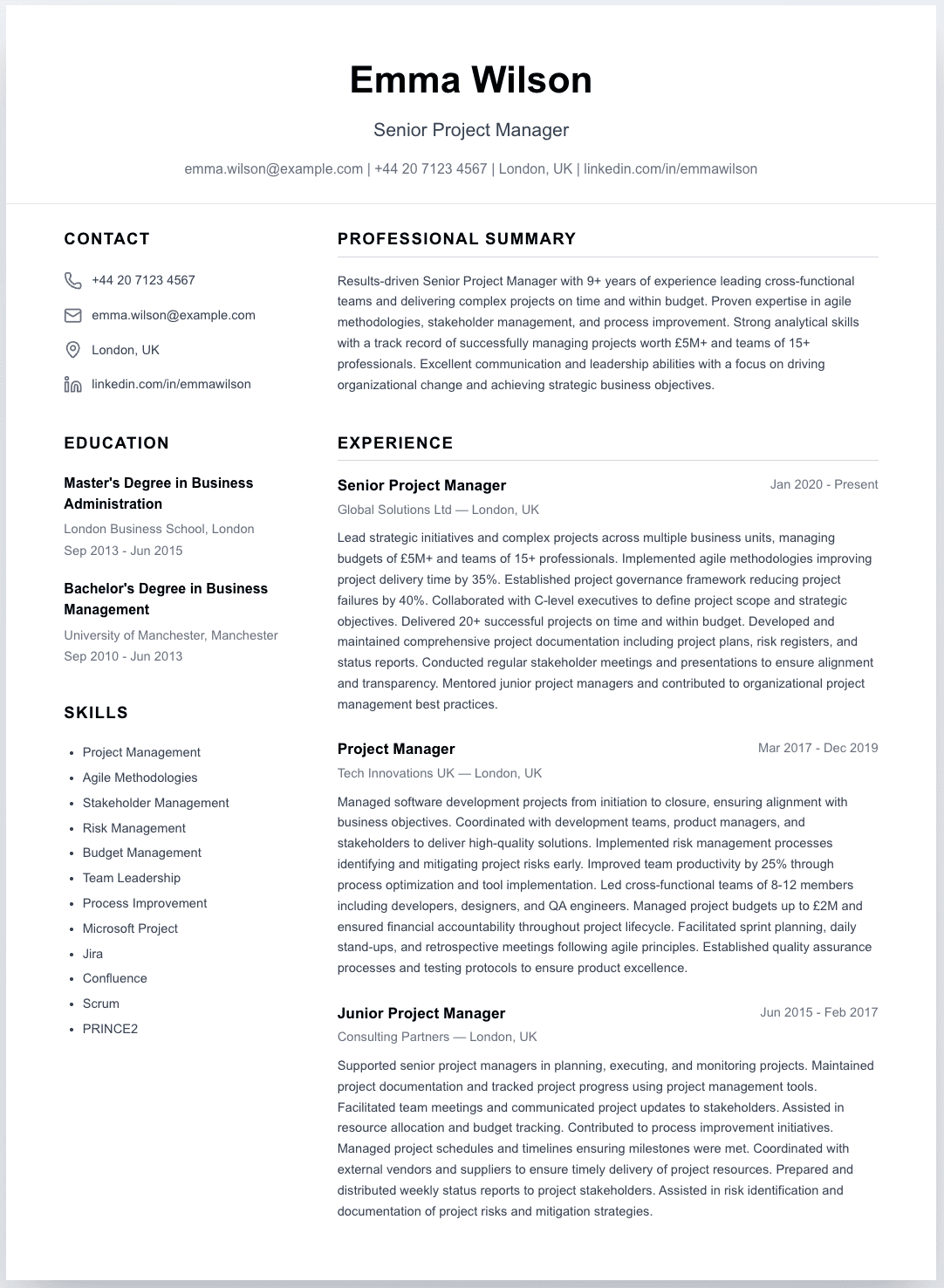 free cv template elegant