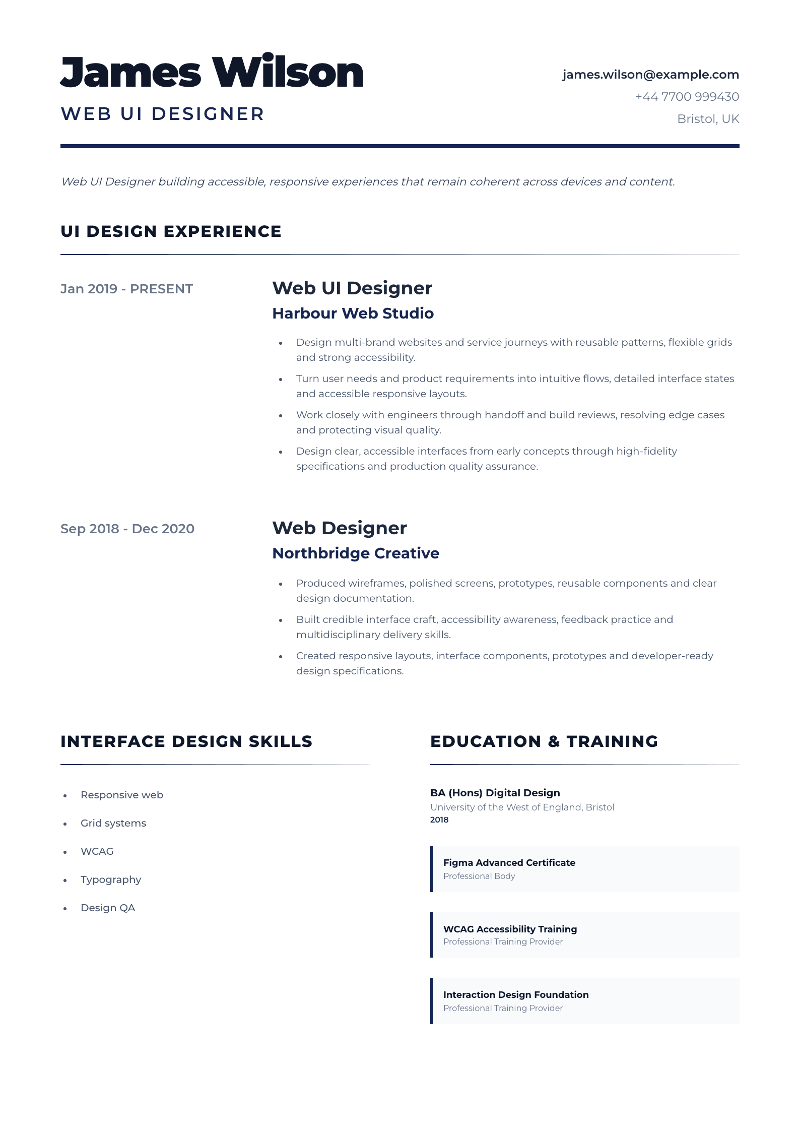 Web UI Designer CV template