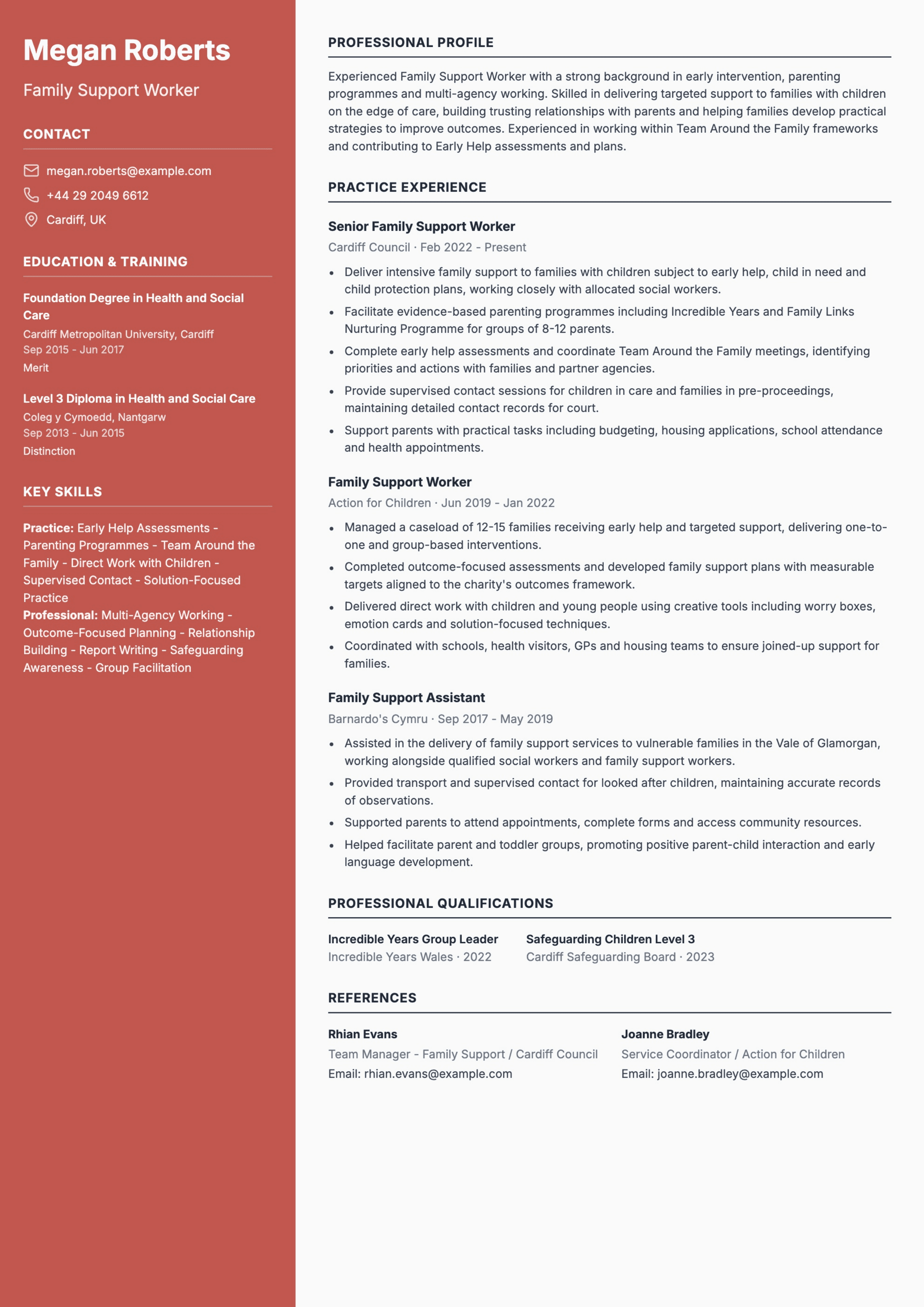 family support worker cv template