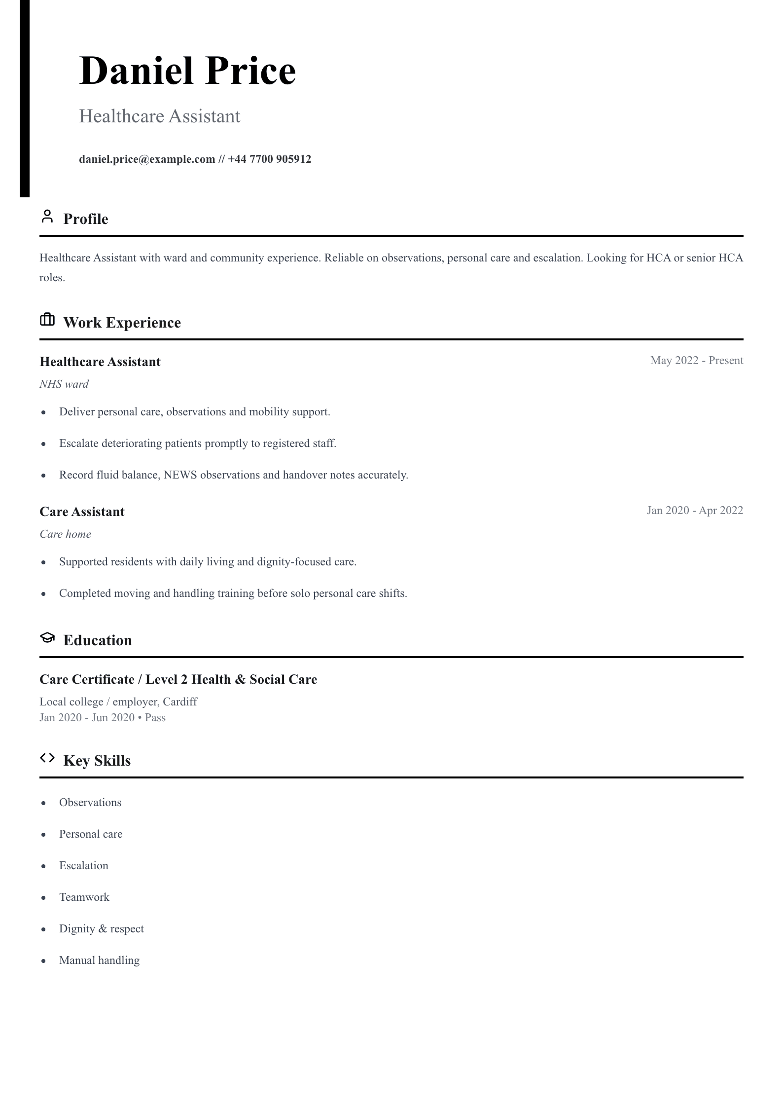 free medical cv template healthcare assistant