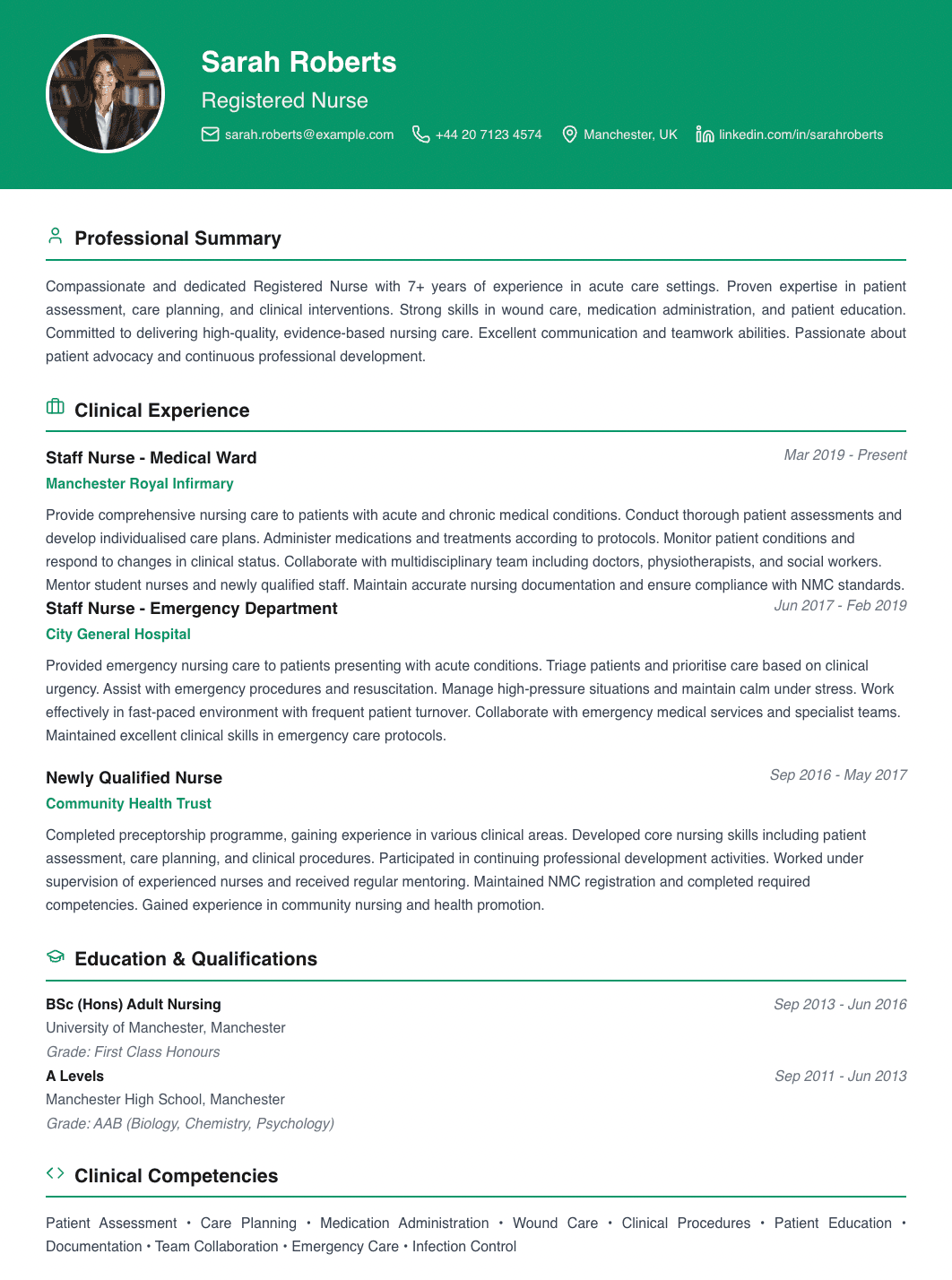 free medical cv template healthcare specialist