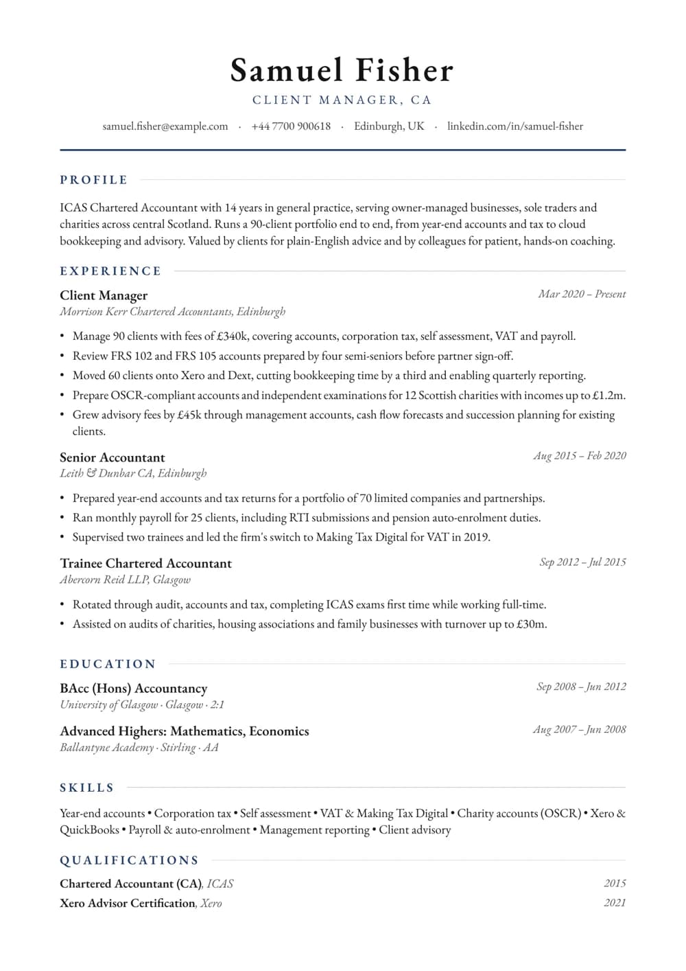 Practice Accountant CV template
