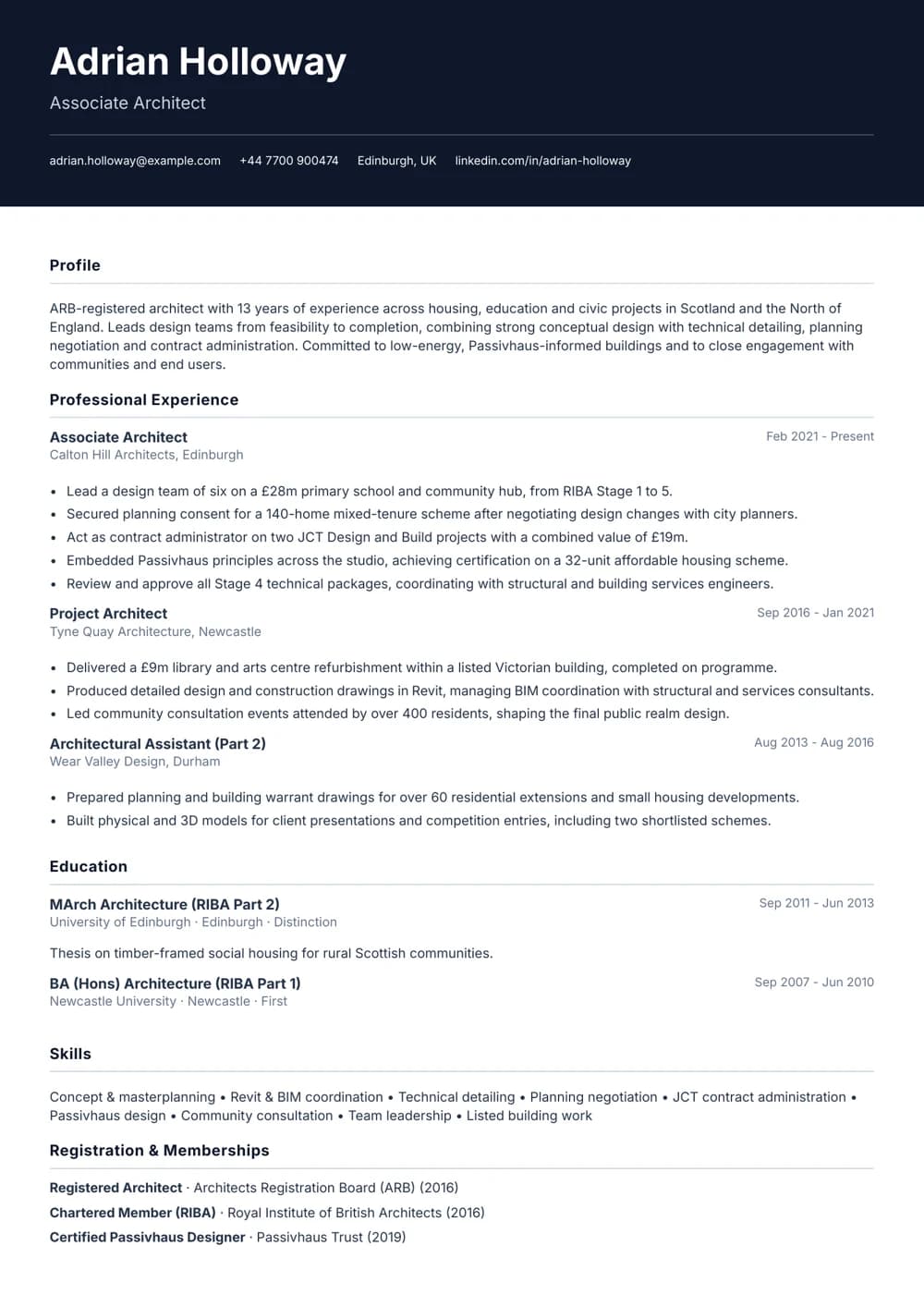 architect CV template