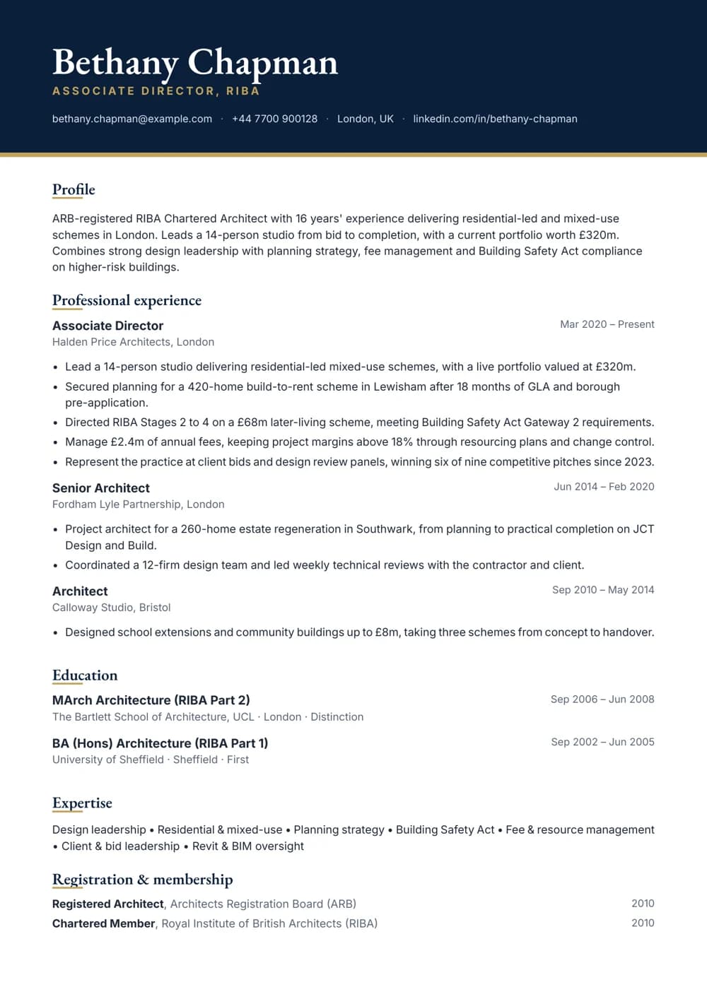 associate director cv template