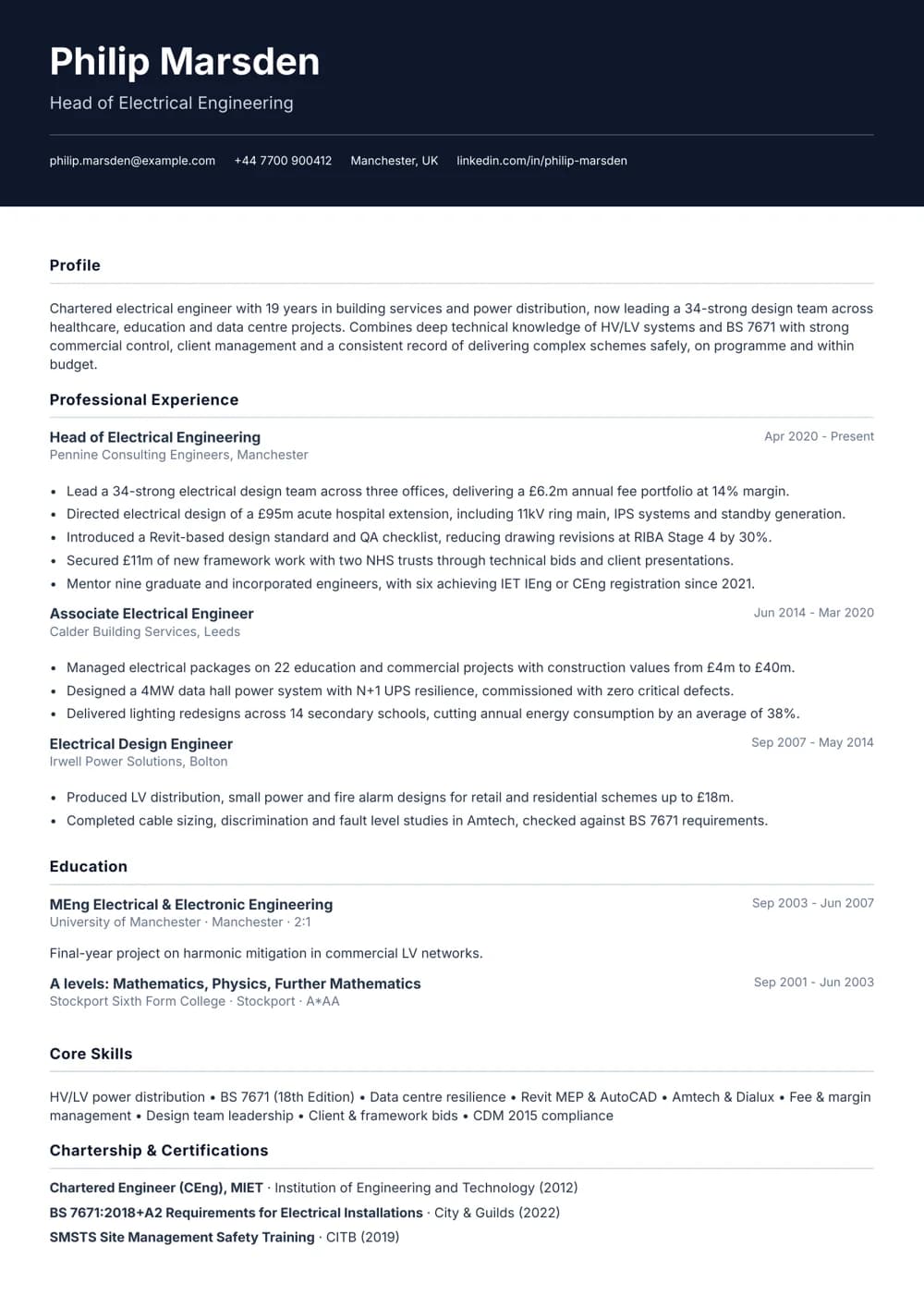 electrical engineer cv template
