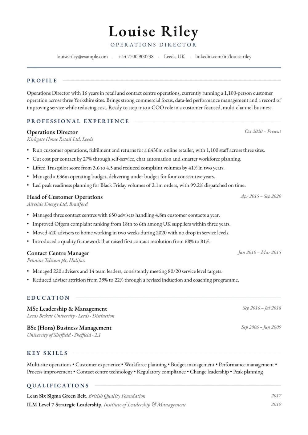 Operations Director CV template