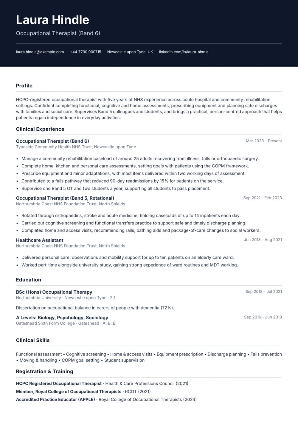 occupational therapist cv template