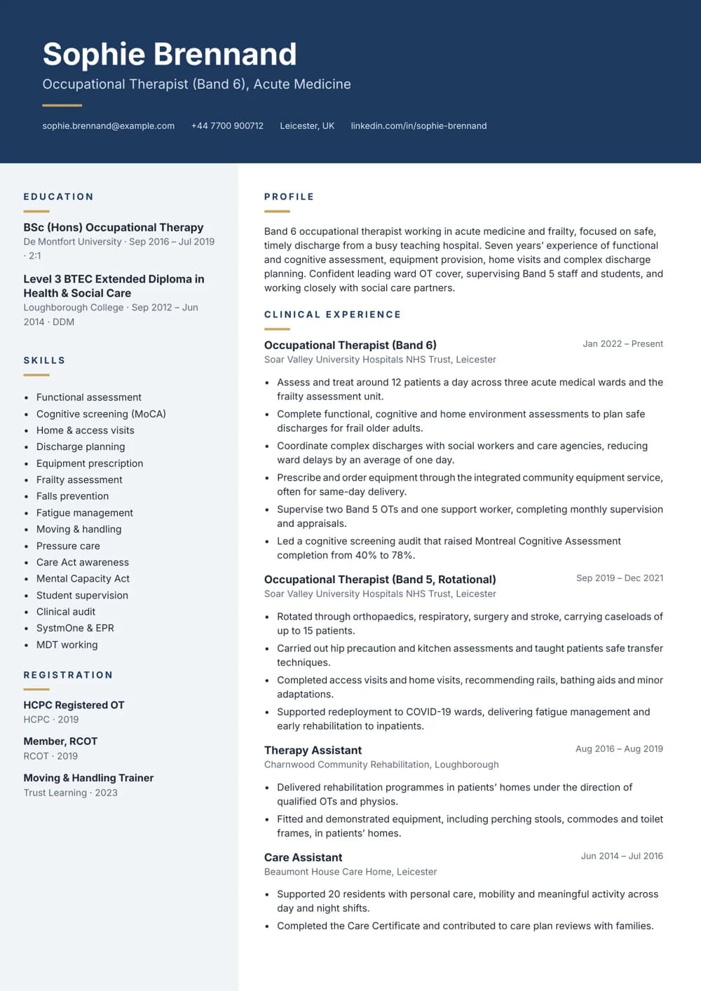 Acute Occupational Therapist CV template