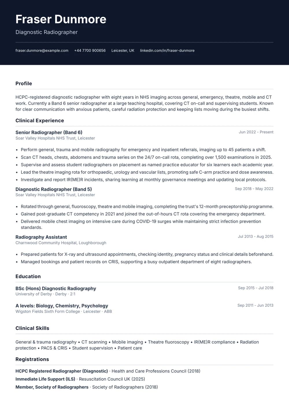 radiographer cv template