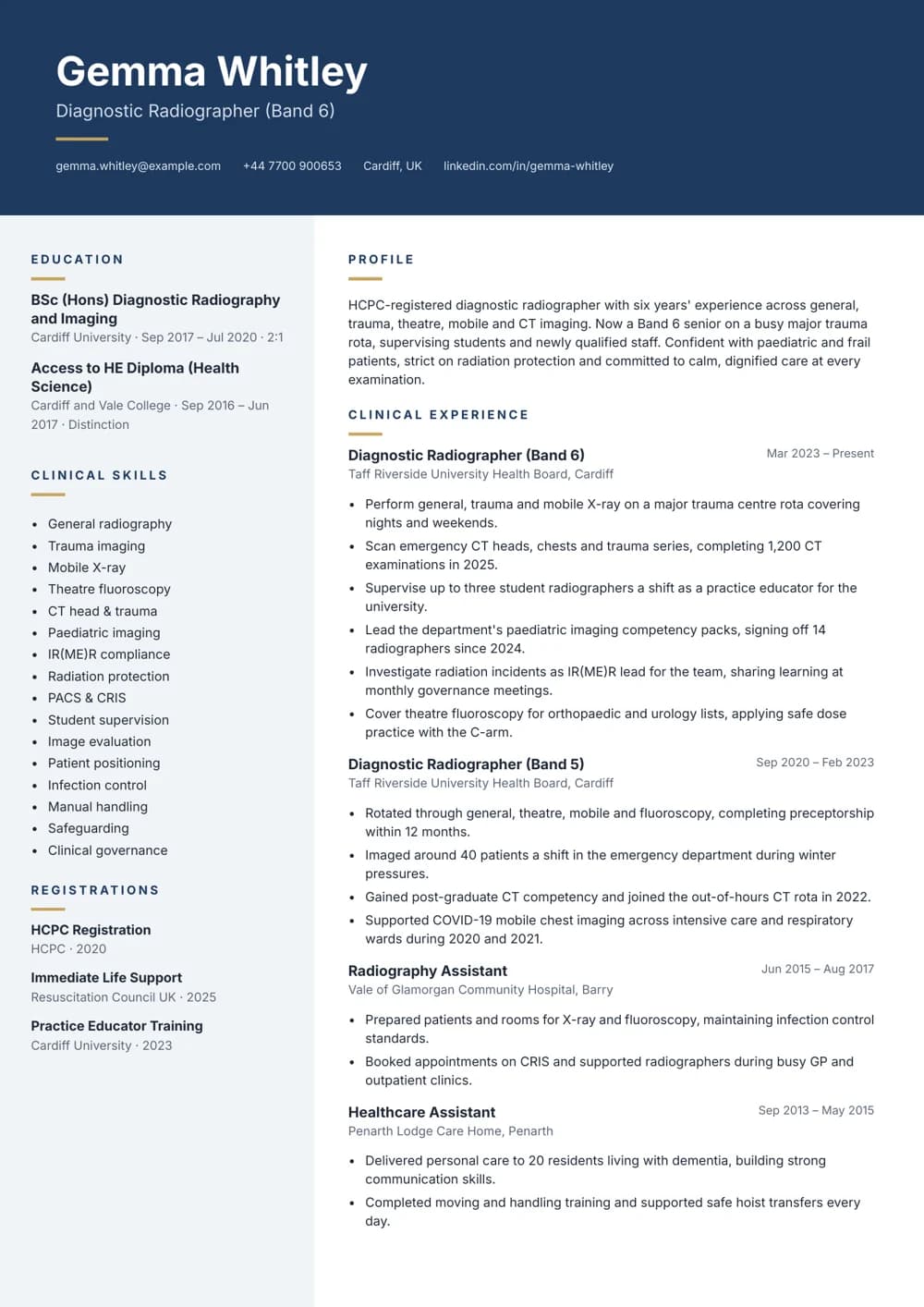 Diagnostic Radiographer CV template