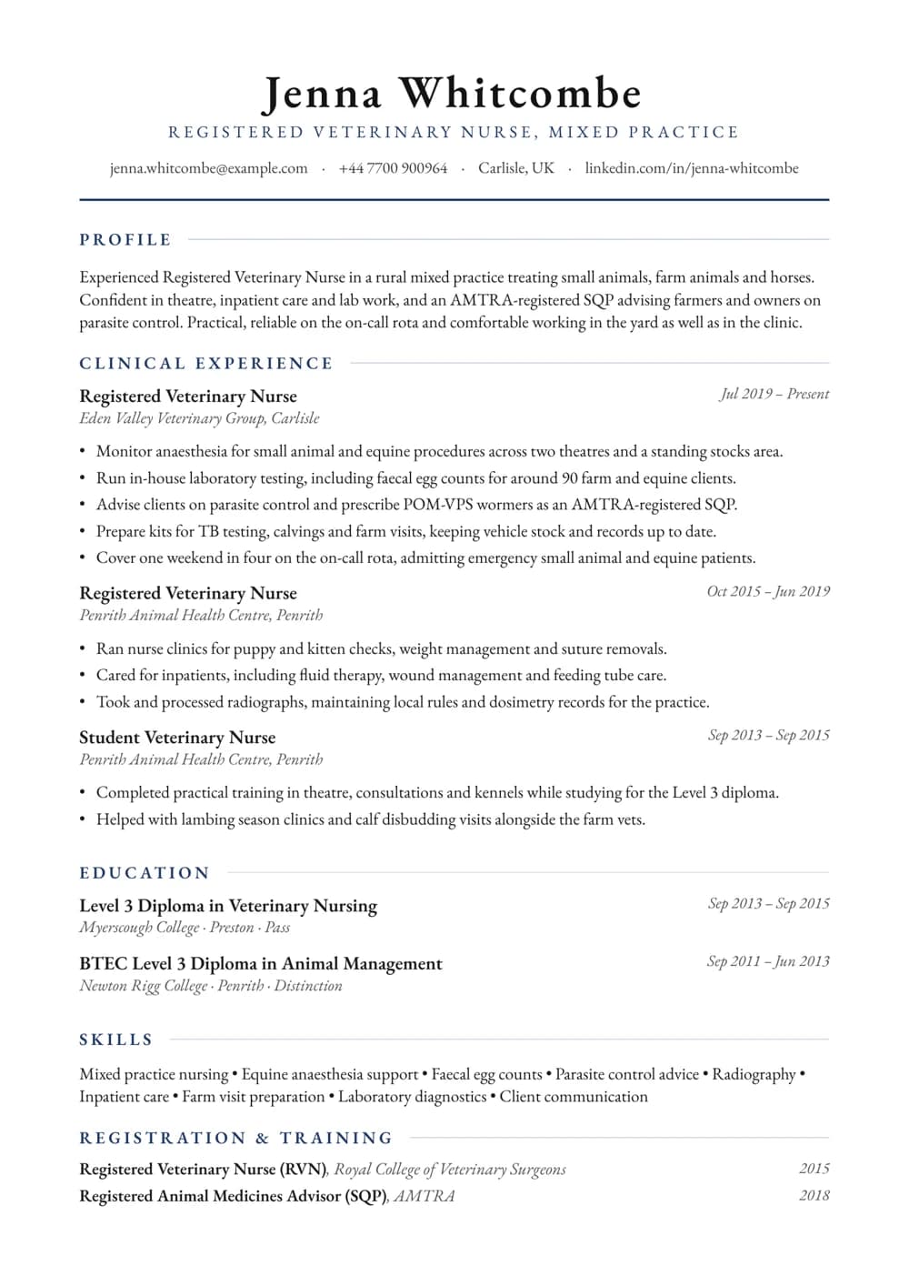 Mixed Practice RVN CV template