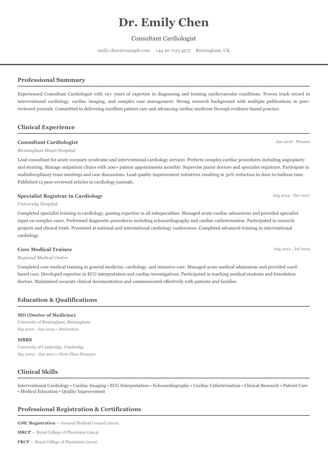 free medical cv template consultant classic