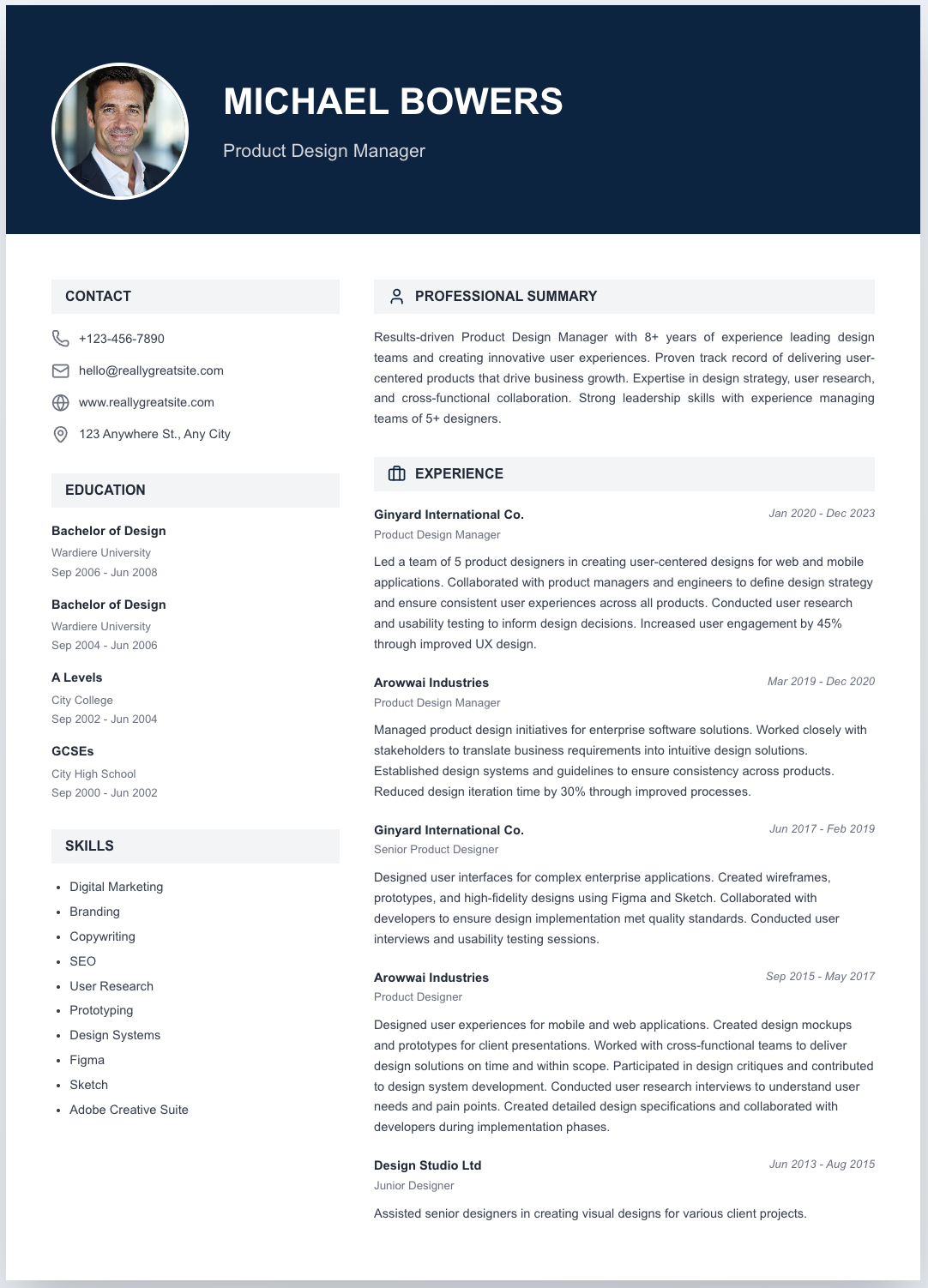 free cv template modern