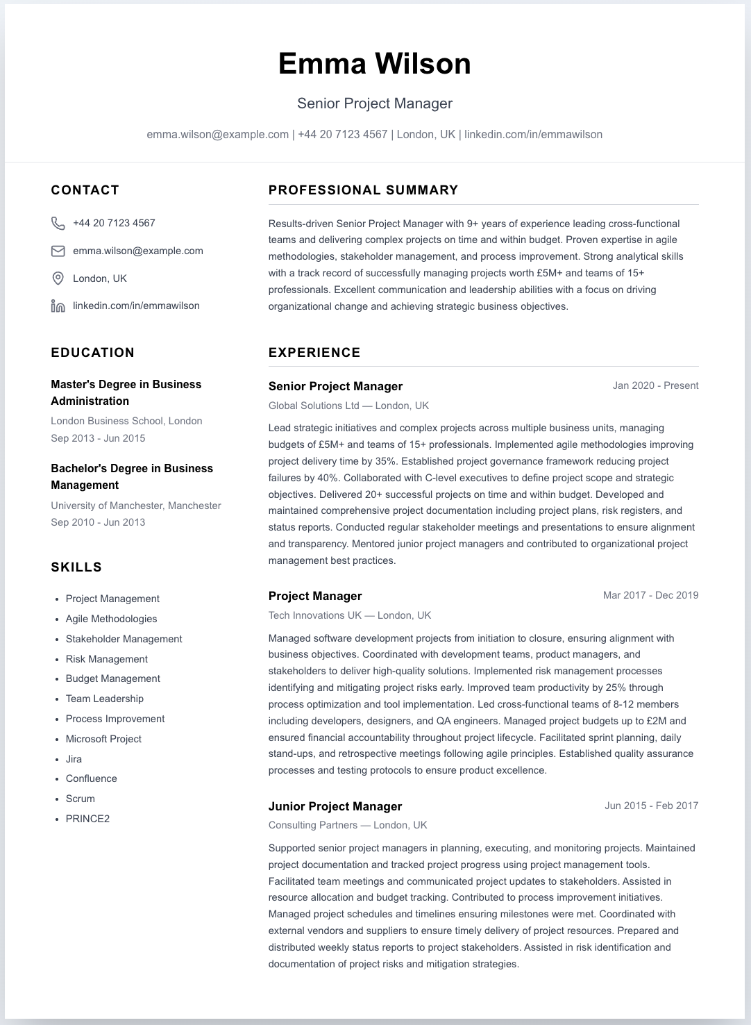 free cv template elegant
